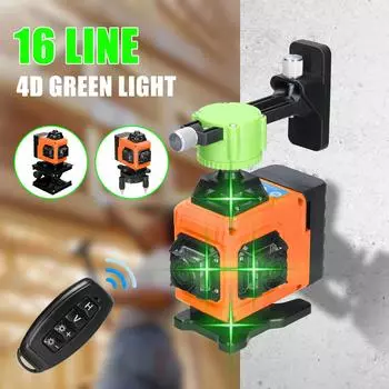 Многофункциональный лазерный уровень с 16 линиями 3 градуса Функция самовыравнивания Инструмент для выравнивания Всенаправленная земля EU Plug зелёный