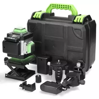 Многофункциональный лазерный уровень с 16 линиями, 3 градуса, самовыравнивающаяся машина, нивелирующая перезаряжаемая литиевая батарея EU Plug чёрный