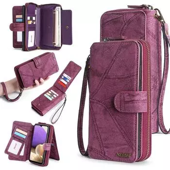 Многофункциональный магнитный кожаный флип-чехол для Huawei P30 Pro и Google Pixel 6 Pro Redmi Note 10 Pro вино красного