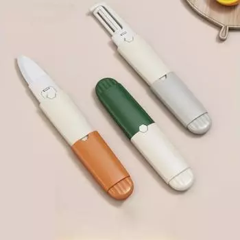 Многофункциональный маленький нож для фруктов, овощечистка 2-в-1, дорожный, для общежития, кухни, дома, нож для дыни зелёный