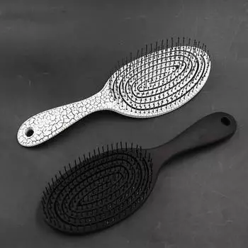 Многофункциональный массажный инструмент с полой дугой, разглаживающая расческа, расческа для распутывания волос чёрный