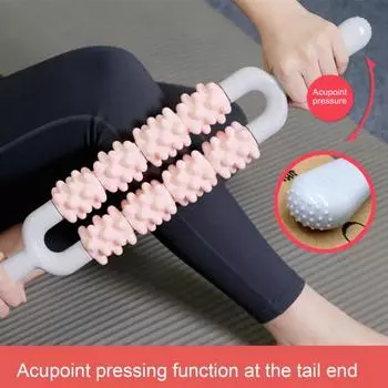 Многофункциональный массажный роликовый двухрядный компактный, уменьшающий болезненность мышц жёлтый