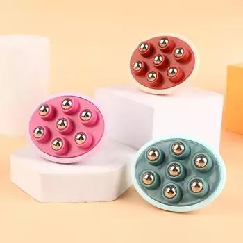 Многофункциональный массажный роликовый массажер с шариками Инструмент для медицинского массажа розовый