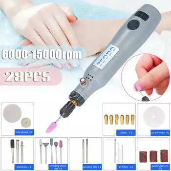 Многофункциональный мини-ручной электрический шлифовальный станок, набор вращающихся инструментов, 6000-15000 об/мин, перезаряжаемый 21pcs