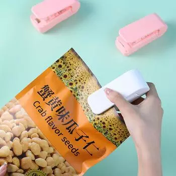 Многофункциональный мини-упаковщик, упаковщик пластиковых пакетов, зажим для запечатывания закусок, портативный бытовой упаковщик, кухонный инструмент белый