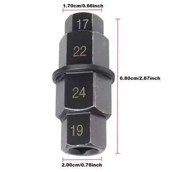 Многофункциональный многоцелевой шестигранный инструмент для осей мотоциклов, антикоррозийный, универсальный, профессиональный, 4 в 1, прочный, 3/8 дюйма, 17, 19, 22, 24 мм чёрный