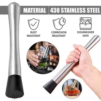 Многофункциональный молоток из нержавеющей стали для измельчения льда, дробилка для палочек для мороженого, дробилка для коктейлей, пестики для фруктов, барный инструмент