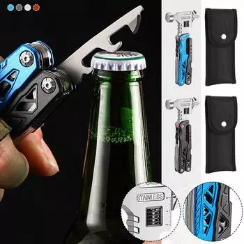 Многофункциональный молоток с круглой головкой для кемпинга на открытом воздухе, складной молоток для ногтей из нержавеющей стали, плоскогубцы, встроенный инструмент, молоток One Size чёрный