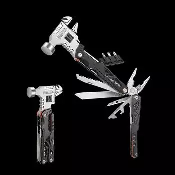 Многофункциональный молоток с круглой головкой для кемпинга на открытом воздухе, складной молоток для ногтей из нержавеющей стали, плоскогубцы, встроенный инструмент, молоток One Size синий