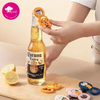 Многофункциональный мультяшный драйвер для пивных бутылок Barcker, креативный домашний силиконовый цилиндр для открытия пивной бутылки жёлтый