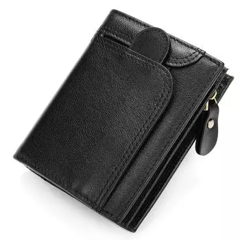 Многофункциональный мужской кошелек для монет из натуральной кожи с защитой от кражи, для водительских прав, винтажный кошелек из коровьей кожи с отделкой под голову 9*2.5*11.5cm кофейный