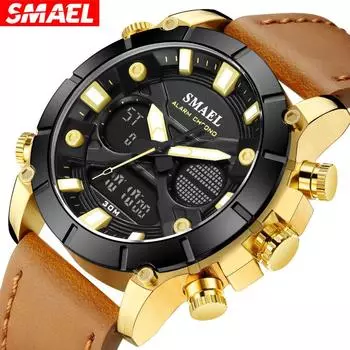 Многофункциональный мужской ремень для часов SMAEL с простыми кварцевыми часами для улицы