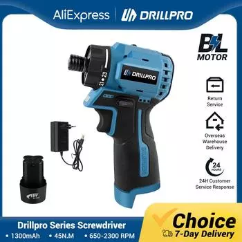 Многофункциональный набор бесщеточных сверл Drillpro с ударной отверткой и электрической отверткой, максимальная выходная мощность 1000 Вт, регулируемая скорость, 650–2300 об/мин, светодиодная подсветка для