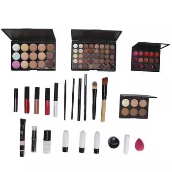 Многофункциональный набор для макияжа Косметический набор теней для век Блеск для губ Консилер с косметичкой