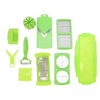 Многофункциональный набор для нарезки овощей, 13 аксессуаров, инструмент для нарезки овощей, зеленая измельчитель овощей