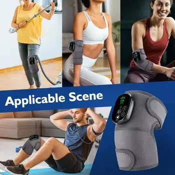 Многофункциональный нагревательный массажер для колена, вибрационный массаж с красным светом, электрический светодиодный наколенник, фиксатор суставов, мышц ног, кровообращение