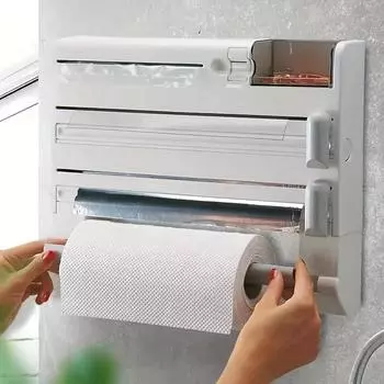 Многофункциональный настенный держатель для резки пищевой пленки, рулон фольги, аутентичный настенный диспенсер для рулонов фольги