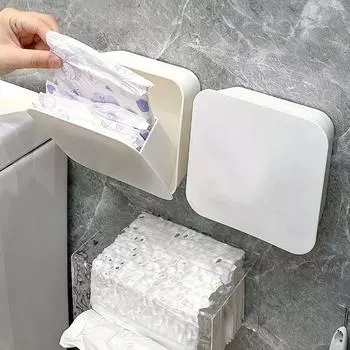 Многофункциональный настенный герметичный и пыленепроницаемый ящик для хранения в ванной комнате для ватных палочек, мусорных пакетов и салфеток