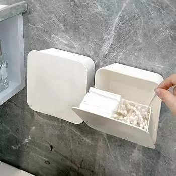 Многофункциональный настенный герметичный и пыленепроницаемый ящик для хранения в ванной комнате для ватных палочек, мусорных пакетов и салфеток