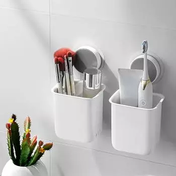 Многофункциональный настенный ящик для хранения без дырокола, держатель для зубных щеток для ванной комнаты, органайзер для косметики, стеллаж для кухонного хранения белый