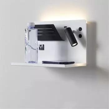 Многофункциональный настенный светильник для чтения Современные настенные светильники из алюминия и акрила, ночники для спальни, настенные светильники с беспроводной зарядкой Warm White (2700-3500K)