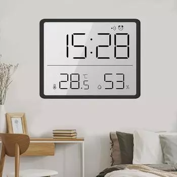 Многофункциональный настольный холодильник, настенный большой экран, дисплей даты, температуры и влажности, магнитный ЖК-цифровой будильник чёрный
