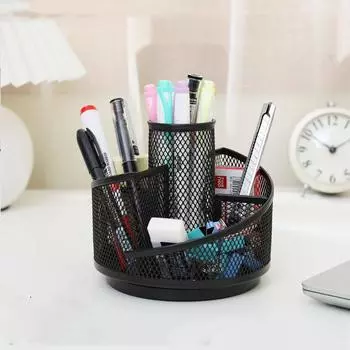 Многофункциональный настольный органайзер для ручек с 5 отделениями, вращающийся держатель для карандашей для стола 5 compartments зелёный