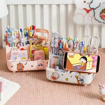 Многофункциональный настольный ящик для хранения вещей: Органайзер для канцелярских принадлежностей, подставка для косметики, держатель для ручек и контейнер для сортировки вещей в общежитии