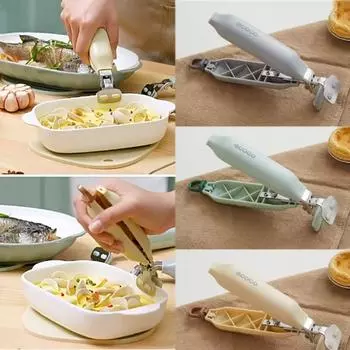 Многофункциональный нескользящий зажим для кухонной миски с силиконовой ручкой, бытовой зажим для предотвращения ожогов, держатель для тарелок из нержавеющей стали для дома серый