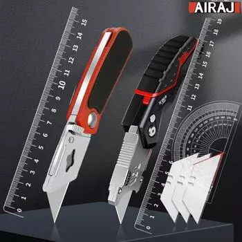 Многофункциональный нож AIRAJ, выдвижной, острый, прочный, стальной, лезвие 18 мм, профессиональный электрик для резки бумаги