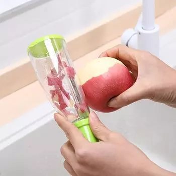 Многофункциональный нож для чистки овощей и фруктов с трубкой для хранения, овощечистка, инструмент для картофеля, бытовые кухонные принадлежности 2 в 1 зелёный