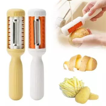 Многофункциональный нож для очистки овощей, овощечистка 2 в 1, кухонный инструмент, легко чистящийся, кухонные гаджеты, поворотная овощечистка с щеткой One Size белый