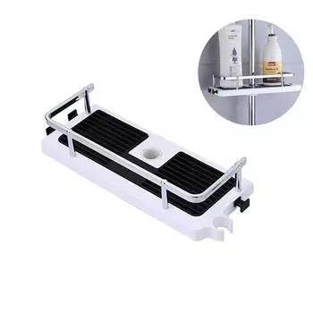 Многофункциональный органайзер для домашнего декора, подъемный стержень для ванной комнаты, съемная подставка без сверления, держатель для мыла, полка для душа, стеллаж для хранения, лоток чёрный