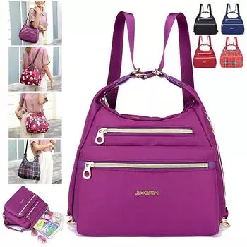 Многофункциональный открытый нейлоновый водонепроницаемый рюкзак из водонепроницаемого материала Маленькая косая сумка через плечо для женщин 28X24X16CM чёрный