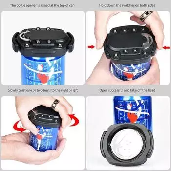 Многофункциональный открывалка для консервных банок 2 в 1, штопор, портативная открывающаяся бутылка из нержавеющей стали, простой в использовании, резекция верхней части пивного напитка, открывалка для консервных банок из АБС-пластика чёрный