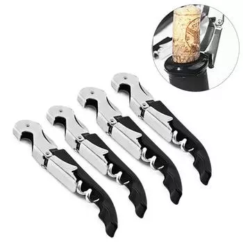 Многофункциональный открывалка для винных бутылок из нержавеющей стали, открывалка для пивных бутылок Hippocampus, ручной инструмент для улицы с мини-ножом с фиксированным лезвием чёрный