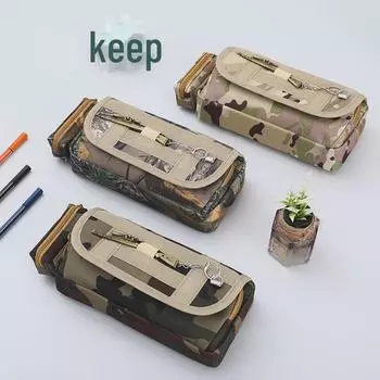 Многофункциональный пенал Lezhiyuan из камуфляжной ткани Oxford для школьников - вместительная канцелярская сумка с дизайном оружия.