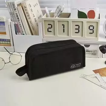 Многофункциональный пенал Simplicity, однотонный холщовый пенал, вместительная сумка для хранения канцелярских принадлежностей, школьные принадлежности чёрный