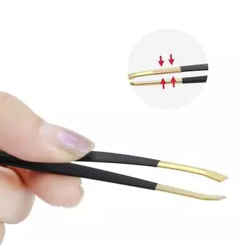 Многофункциональный пинцет из нержавеющей стали с плоским/скошенным кончиком, пинцет для бровей, инструмент для удаления волос на лице, пинцет для накладных ресниц D