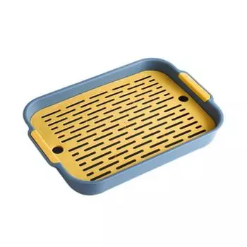 Многофункциональный поддон для слива Двухслойная пластиковая сушилка Моющаяся мусорная подставка Small синий