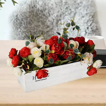 Многофункциональный поднос для хранения, деревянный ящик для цветов, миниатюрный ландшафтный цветочный горшок, контейнер White