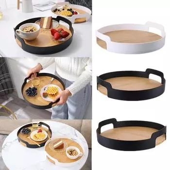 Многофункциональный поднос для хранения, тарелка с фруктами, домашняя кухня, подносы для чая, кофе, настольная декоративная бамбуковая панель белый