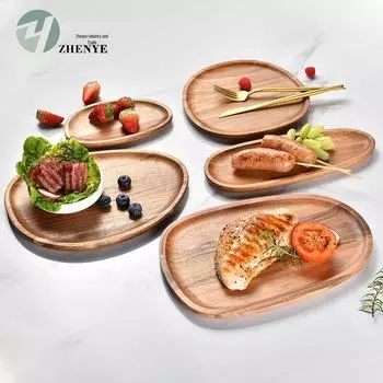 Многофункциональный поднос из акации для пиццы, хлеба, закусок, орехов, сухофруктов, суши и тортов