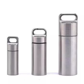 Многофункциональный подвесной водонепроницаемый контейнер для таблеток для выживания, герметичный контейнер для таблеток из нержавеющей стали для кемпинга на открытом воздухе