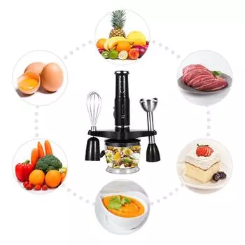 Многофункциональный погружной ручной блендер 4-в-1. 3-скоростной ручной блендер, 600 Вт, низкий уровень шума, EU Plug