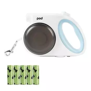 Многофункциональный поводок для собак, фонарик, автоматический выдвижной поводок для домашних животных, быстросъемный поводок с мешком для мусора, диспенсер для еды, коробка для прогулок с собаками синий