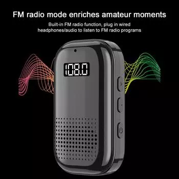 Многофункциональный приемник BT5.4 беспроводной аудиоадаптер поддержка TF-карт встроенное FM-радио с зажимом чёрный