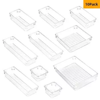 Многофункциональный прозрачный ящик для хранения стола, 10 шт., лоток для хранения, перегородки для ванной комнаты 10pcs