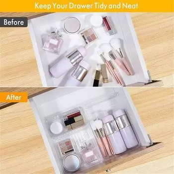 Многофункциональный прозрачный ящик для хранения стола, 10 шт., лоток для хранения, перегородки для ванной комнаты 10pcs