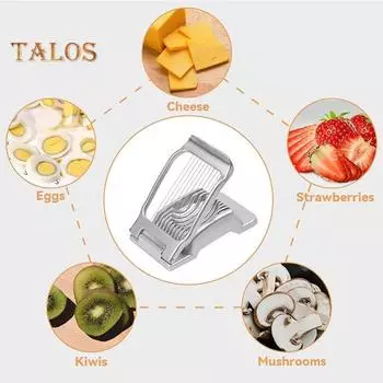 Многофункциональный яйцерезка из алюминиевого сплава, клубничный сэндвич с грибами, салат, сваренные вкрутую яйца, дайсер, толкатель, режущий инструмент, кухонные гаджеты серебряный